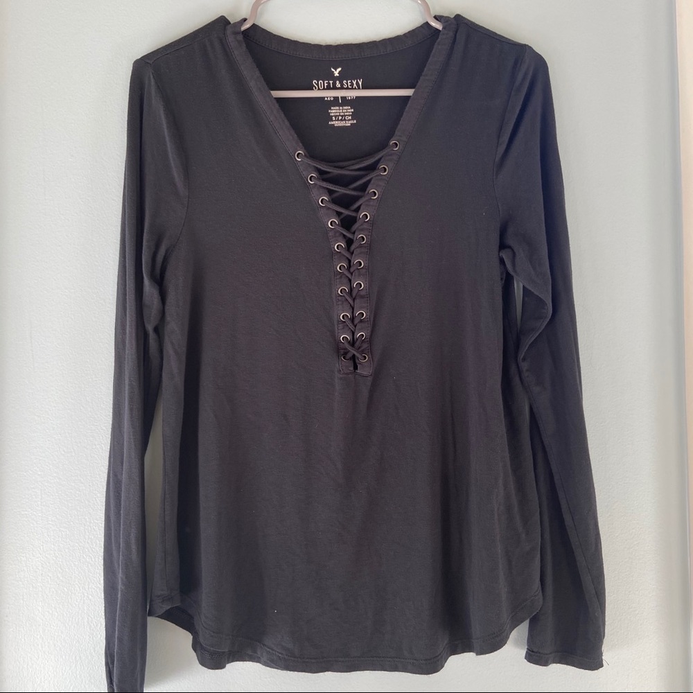 Crossed Front Long Sleeve American Eagle Shirt